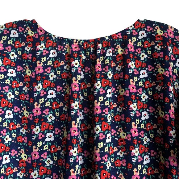 Cynthia Rowley Women's Blouse Plus 3X Floral Ditsy Pleated Short Sleeve Chiffon - Picture 9 of 9